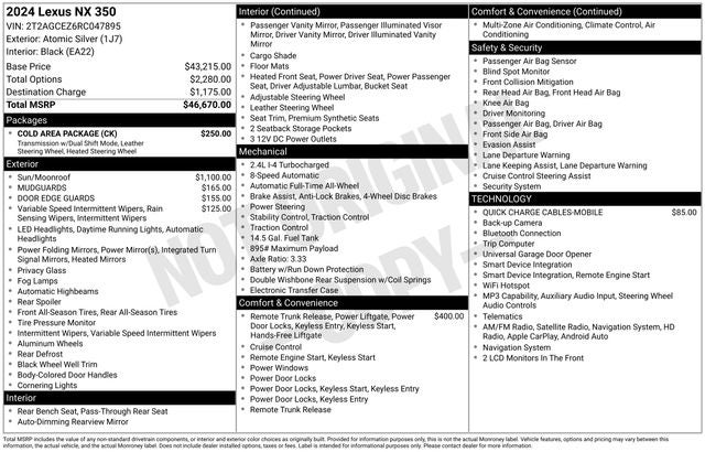 2024 Lexus NX 350 Base